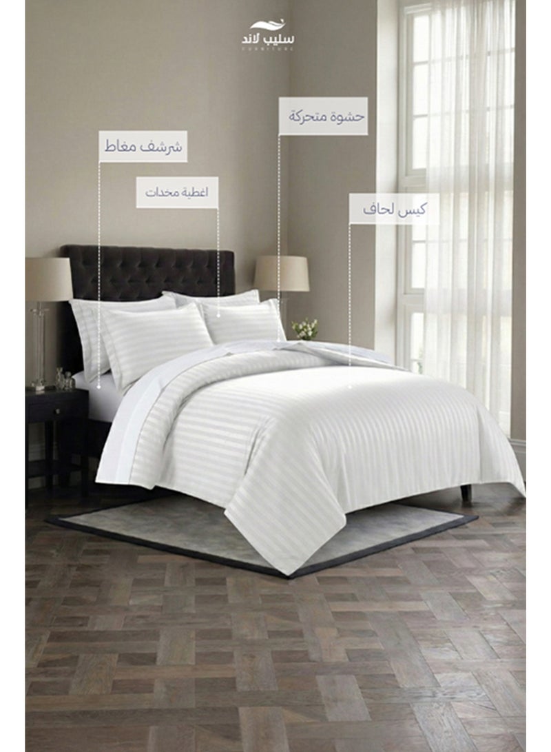 SleepLand Luxury Hotel Bedding Set 7 Pieces White Color Size 200 200 cm - Image 1
